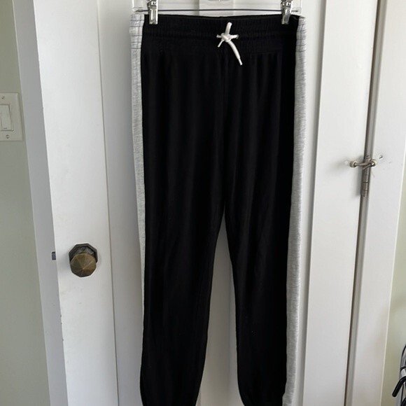 MONROW Vintage Sweatpants Black w Light Gray Side Stripe Joggers Pants Sz S - Picture 2 of 10